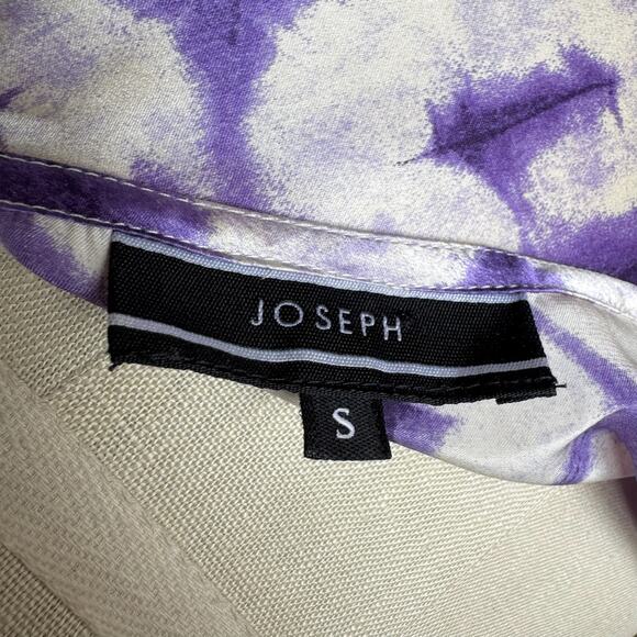 100% Silk JOSEPH Purple/White Tie-Dye Asymmetrical Midi Skirt - Picture 7 of 8